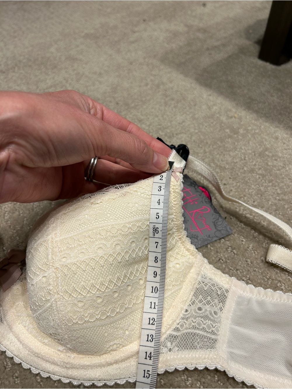 NWT 30DD Tutti Rouge Crème/Nude Liliana Lace Underwire Half Cup Bra w/ Bow - Picture 11 of 12